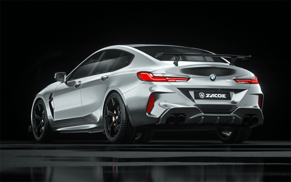 Rear bumper carbon fiber diffuser BMW M8 Gran Coupe F93 ZACOE Eleron spoiler lip fibra carbon BMW M8 Gran Coupe F93 ZACOE