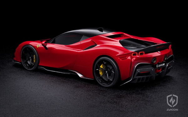 Carbon fiber rear bumper elements Ferrari SF90 Stradale ZACOE Eleron spoiler fibra carbon Ferrari SF90 Stradale ZACOE